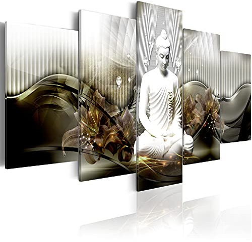 murando Acrylglasbild Buddha 200x100 cm 5 Teilig Wandbild auf Acryl Glas Bilder Kunstdruck Moderne Wanddekoration - Abstrakt Blumen Lilien h-C-0043-k-o