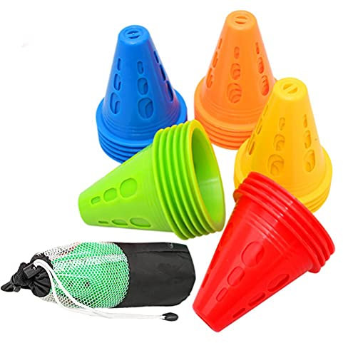 BTSEURY 2.95 Inch High Mini Traffic Cones,30Pcs Stackable Small Road Cones For, 5 Bright Colours Mini Sports Cones For Indoor Outdoor