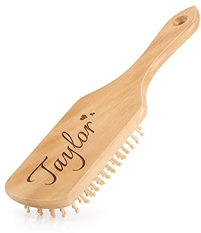 Personalisierte Haarbürste für Mädchen, Damen, Jungen, Herren, Kinder, individuelle Holz-Paddel-Haarbürste für lockiges, langes, kurzes, dickes und dünnes Haar, Entwirrung der Kopfhaut, glattes Haar