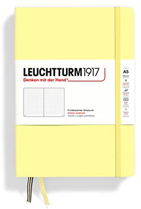 LEUCHTTURM1917 365485 Notizbuch Medium (A5), Hardcover, 251 nummerierte Seiten, Vanilla, dotted