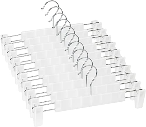 Lamitocs Set di 10 Grucce, con 2 clip antiscivolo e regolabili, girevole a 360 gradi con gancio Grucce per Pantaloni, per Gonne, Calze, Camicie, traslucidi