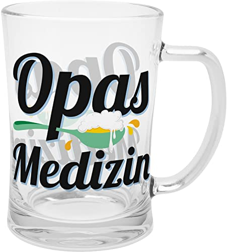 GRUSS & CO Bierglas mit Spruch Opas Medizin | Glas, 60 cl, Bierglas mit Motiv | Männergeschenk, Geschenk lustig | 47843