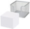D.RECT - Zettelbox | aus Mesh | Solides Metall | Für den modernen Arbeitsplatz | Silber | mit Zettelblock 700 Blatt - 95x95x80 mm