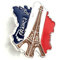 France French Flag Paris Eiffel Tower Francais Metal Pin Badge