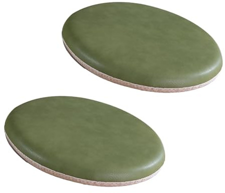 ZIBENE Coussin de Chaise Rond 30 cm Housse ImperméAble, Galette de Chaise Ronde Lot De 2, Coussins pour Chaises De Jardin en Cuir, Facile à Enlever et à Nettoyer, Epais Mousse à MéMoire de Forme Vert
