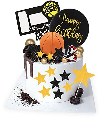 Lukinuo Basketball Kuchen Toppers 21pcs Basketball Thema Kuchen Dekorationen für Sport Basketbälle NBA März Wahnsinn Jordanien Party Zubehör