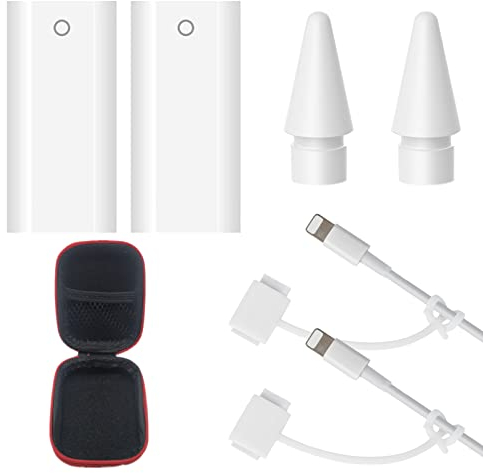 DMNQ Ladeadapter Kompatibel mit Apple Pencil 1 Gen，Ladekable Ladegerät von Buchse auf Buchse（2 Lade Pencil Adapter für iPencil，2 iPencil Spitzen，2 Adapter Halteseil，1 Mini Aufbewahrungstasche）