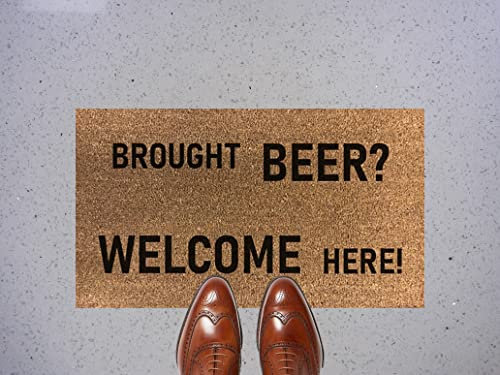 Artisan Kiss Brought Beer Welcome Here! Coir Door Floor Mat Various Sizes Pvc Backing Gifts Presents Wedding Home (90 x 60 cm)