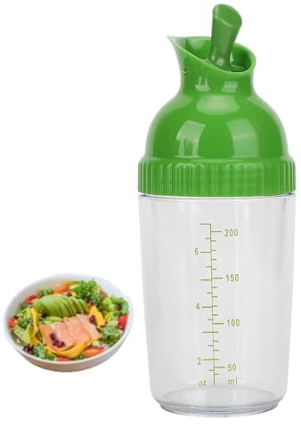 Salat Dressingshaker, Schüttelbecher Dressingshaker Mit Messskala Auslaufsichere Versiegelte Dressing-Flasche Klarer Salat-Dressing-Mischer Dressing-Behälter Dressing-Spender Mit Ausguss (Grün)