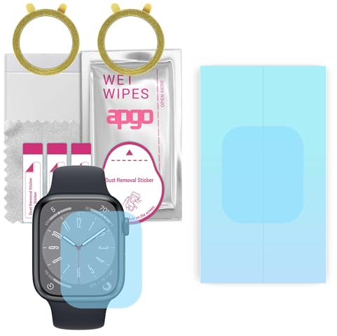 apgo 2 Stück HD HQ FLEX Schutzfolie kompatibel mit Apple Watch 8 (45mm) Smartwatch, Hydrogel Displayschutzfolie mit abgerundeten Rändern, Displayfolie zum gesamten Bildschirm