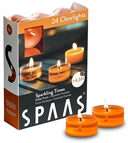 24 SPAAS© Duftkerzen in Geschenkverpackung 4,5 h Brenndauer Clearlights Duft Teelicht Duftlicht Kerzen (Sparkling Times (Exotische Früchte)) C001