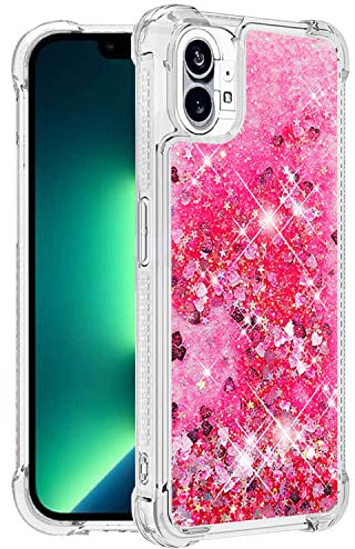 Yarxiawin Per Cover Nothing Phone 1 Glitter Silicone Gold, Custodia Nothing Phone 1 Cover Trasparente Brillantini Lusso Lucido Case Paraurti Antigraffio (Rosa)