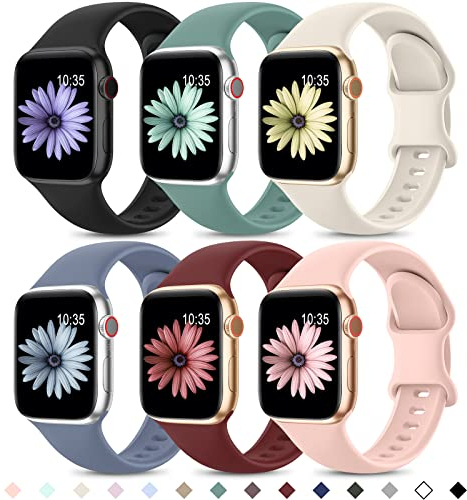 Higgs 6 Stück Silikon Armbänder Kompatibel mit Apple Watch Armband 40mm 41mm 42mm 44mm 45mm 38mm 46mm 49mm Damen Herren, Weiche Sport Band Kompatibel mit iWatch Armband Se 10 9 8 7 6 5 4 3 2 1 Ultra