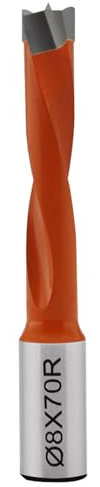 CDBP Ø8 mm x 70 mm Dübelbohrer HW (HM) hinterfräst für Dübellochbohrmaschinen, Links