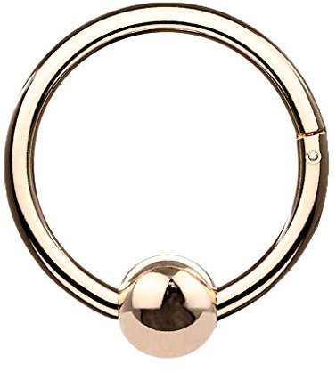 Piercingfaktor Titan Clicker Scharnier Ring mit Kugel Nasen Piercing Septum Tragus Helix Nase Nasenring Nasenpiercing Ohr Knorpel Segment Klicker Rosegold 1,6mm x 8mm x 4mm