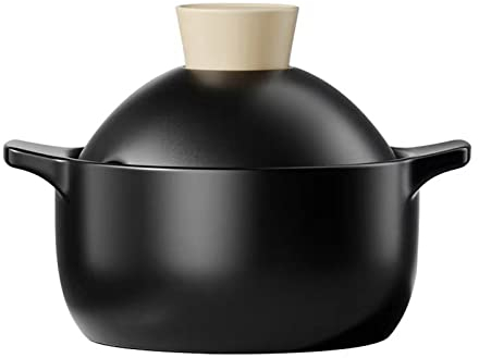 3.3L Antiaderente Pentola Tagine Marocchino in Ceramica Tajine Cucina Coookware Con Coperchio Per Stufato Casseruola Pentola A Fuoco Lento Per 3-4 Persone (Nero)