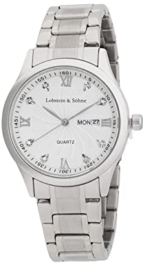 Lobstein & Söhne® Armbanduhr 12-Stunden Analog-Ziffernblatt, Wasserdicht bis 3 ATM, Verstellbarer Verschluss, inkl. Batterie und Verpackung, für Mode und Freizeit (Leopold - Silber/weiß)