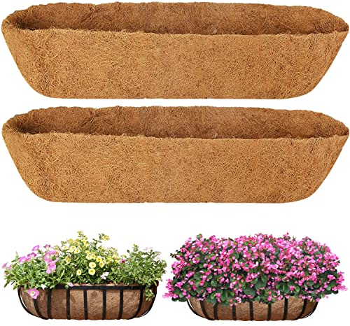 Ousinby Forro de cesta colgante, 2 forros de coco para cesta de maceta, forros de repuesto de fibra de coco natural para macetas de ventana, cesta de pared (30 pulgadas)