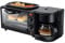Horno Horno Microondas en Plata Tact Esmalte Horno Interior Sartén Eléctrica Cafetera Multifunción 3 En 1 Horno Tostado con Convección