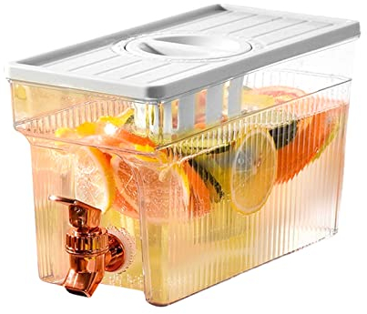 Getränkespender für Partys, 3L Kunststoff-Getränkespender mit Zapfhahn, Eissaft-Limonaden-Spender mit Deckel für Party, Milchspender für Kühlschrank Gallone, kleine Wasserspender, BPA frei (Weiß)