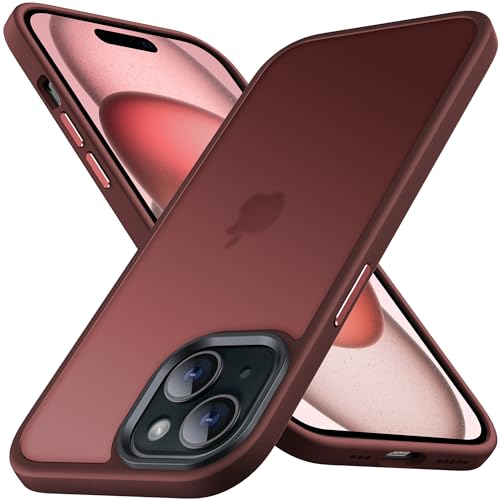 Anqrp Zero Seriesr für iPhone 15 Hülle, Minimalistische Transluzente Matte Schutzhülle, Military Stoßfest Handyhülle für iPhone 15 mit Silikon 6,1 Zoll, Glücks Rot