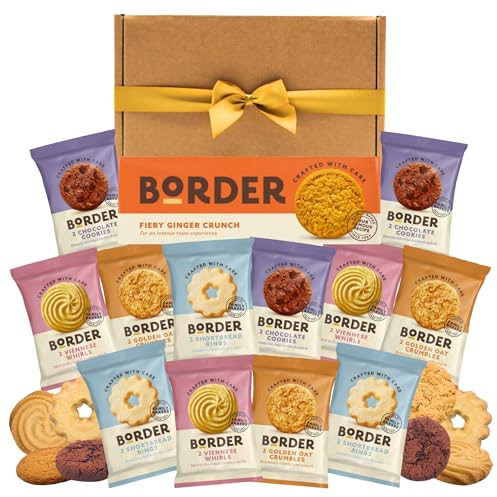 Border Biscuits Gift Set Biscuit Hamper (36 Biscuits) - x12 Border Biscuits Twin Packs 4 Varieties Bundled With Border Ginger Biscuits 135g - Biscuit Gift Box