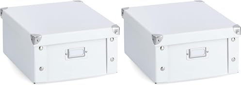 Zeller 17763 31 x 26 x 14 cm Storage Box Cardboard, White (Pack of 2)