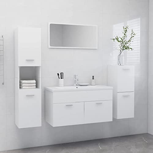 ShGaxin Conjunto de Muebles de baño, Mueble Lavabo Mueble Baño Juego De Muebles, aglomerado Blanco