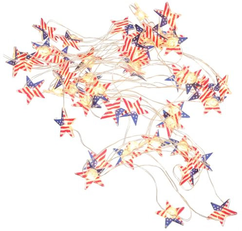 HEMOTON Batteriebetriebene Flaggen-sternenlichterkette in Form Einer Amerikanischen Flagge Zum Unabhängigkeitstag
