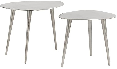Riess Ambiente Couchtisch Elements 50cm - Silber - Metall | Als auch als Beistelltische nutzbar, hochwertig, 40 kg Belastbarkeit, eleganter Look