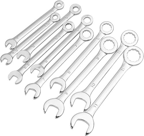 Treki 10PCS Mini Clés Mixtes Cle Plate a Cliquet Métriques 4mm-11mm Clés à Cliquet Articulées Clés Mixtes Portables Cliquet en Acier pour Réparation Domestique Industrie Automobile