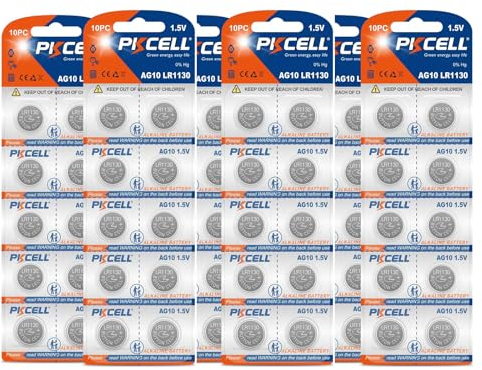 PKCELL LR1130 AG10 - Batterie a bottone alcaline, per libri sonori, orologio, giocattoli, confezione da 60