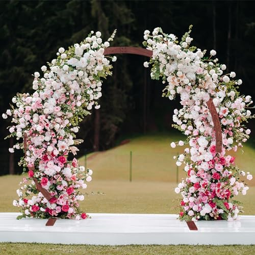 HESHEQ Arche de Mariage en Bois Arche Ronde en Bois Intérieur Extérieur Décoration de Fête de Mariage for cérémonie Décoration extérieure Fond for Anniversair (210 * 240cm
