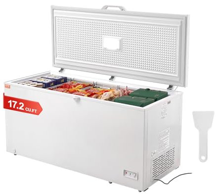 VEVOR Congelatore a pozzetto da 488 L indipendente con 4 cestelli rimovibili, porta superiore aperta con coperchio chiudibile a chiave, temperatura regolabile su 7 livelli, illuminazione a LED
