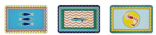 Excelsa Corfù Set 6 Tovagliette Americane, Cm. 43,5 x 29, Plastica PP Riutilizzabile, Decori Assortiti
