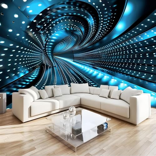 3D Fototapete 3D-Tunnel Mit Optischer Täuschung -Wanddeko, Wandbild, Wandtapete - Hochwertige Wanddekoration - 150 x 105 cm Vlies Tapete Wohnzimmer Schlafzimmer
