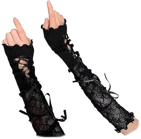 SURALIN 1 Paar fingerlose Handschuhe Ballett-Stil-Ärmel schwarze Damen Geeignet Gothic Accessoires für Halloween-Party-Kostüme Zubehör