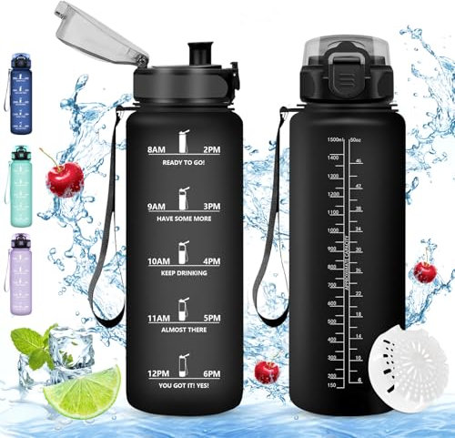 Vikaster große trinkflasche, 1.5l BPA-frei trinkflasche, Trinkflasche Fahrrad, Auslaufsicher, Trinkflasche Kohlensäure Geeignet, Trinkflasche sport für Fahrrad, Fitness, Outdoor