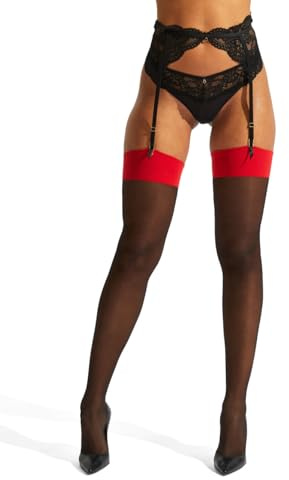 Ann Summers Plain Top Seamed Stockings, Hold Ups With Silicone Strips, Stay In Place Black Stockings For Women