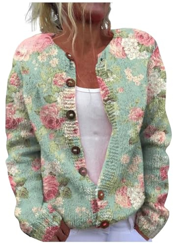 YIzdegg Veste en tricot en laine pour femme, Cardigan oversize avec boutons, Cardigan en tricot chaud et coloré, Veste douillette imprimée, Vestes en tricot enroulé épais et chaud, Veste en laine