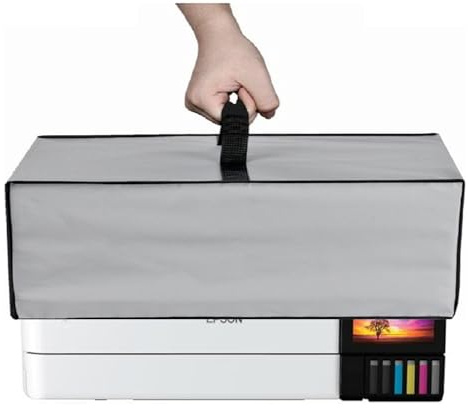 Strapazierfähiger, wasserdichter Doppelschicht-Druckerstaubschutz für Epson Photo ET-8550 kabelloser Breitformat-Supertank-Drucker (Silbergrau)