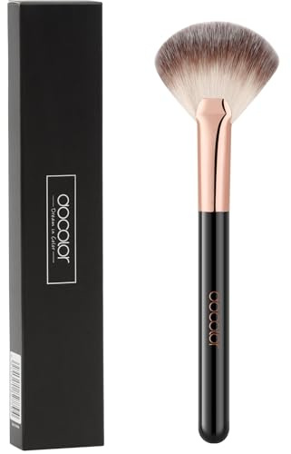 docolor Fan Pinsel Highlighter Rouge Pinsel Setting Make-up Pinsel | Langlebiger Gesichts Synthetische Borsten für Bronzer, Highlight, Contour, Professioneller Make-up Pinsel mit Holzhandgriff