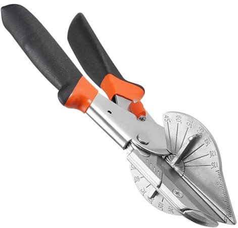 WANDGU Cisaille à Onglet à Angle: 45 ° -135 ° Ciseaux à Onglets, Ciseaux à Goulotte Multifonction, Joint de Cisaillement Antirouille, Compris Lames de Rechange, Outil de Coupe Quart de Rond pour Pvc