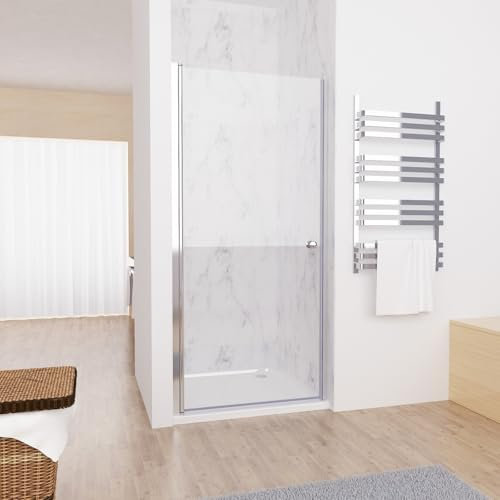 MIQU Nischentür 90 x 185 cm Walk in Duschwand für Dusche mit Pendeltür Duschtür aus ESG Glas Rahmenlos Schwingtür Duschabtrennung ohne Duschwanne