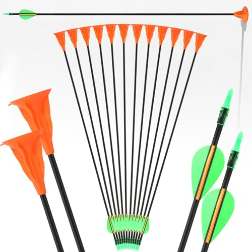 ZSHJGJR 6/12pcs Fiberglass Arrows with Suction Cup Youth Game Arrows Safe Arrow for Recurve Bow Sucker Arrow for Beginner Youth