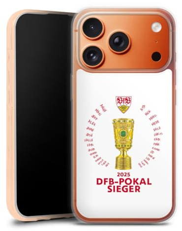 Silikon Hülle kompatibel mit Apple iPhone 17 Pro Max Case transparent Handyhülle VfB Stuttgart Pokal Fanartikel