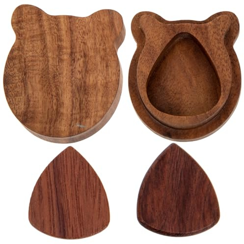 STOBAZA Gitarrenplektrumhalter zum Schutz der Finger mit Ergonomischem Design Praktische Aufbewahrungsbox Holz für Gitarrenplektren für E-Gitarre und Folk Gitarre