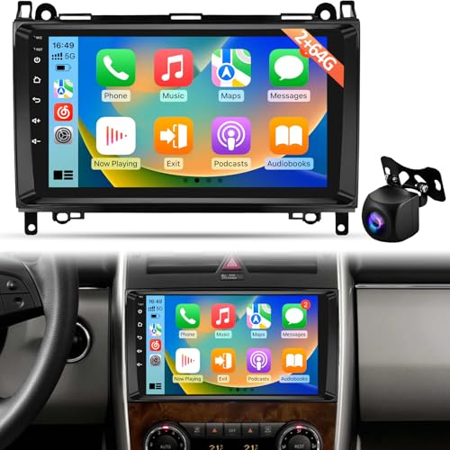 Android Autoradio für Mercedes Benz A/B/V Klasse & Sprinter W169 W245 B200 Vito Viano, Wireless CarPlay Android Auto, GPS WiFi, DSP, Plug & Play Radio Upgrade + Rückfahrkamera