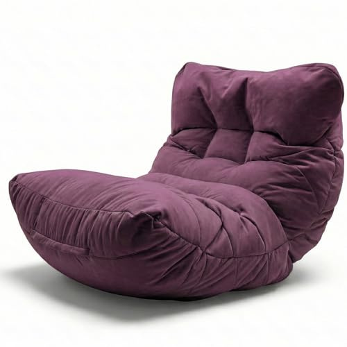 Aiire Relaxo Sitzsack XXL für Kuschelecke - Bean Bag Design mit Füllung - Riesen Sitzsäcke Erwachsene, Sitz Sack Flauschig - Bodenkissen Grob, Bodenstuhl, Bodensessel Violett