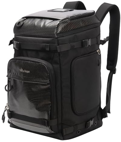 Hp hope Skischuhtasche mit Helmfach Skisack Skirucksack mit Helmtasche Skitasche Schlittschuhtasche für Skihelm Skistiefel Schlittschuhe Snowboard Rucksack Wandern Camping Beigsteigen 70L